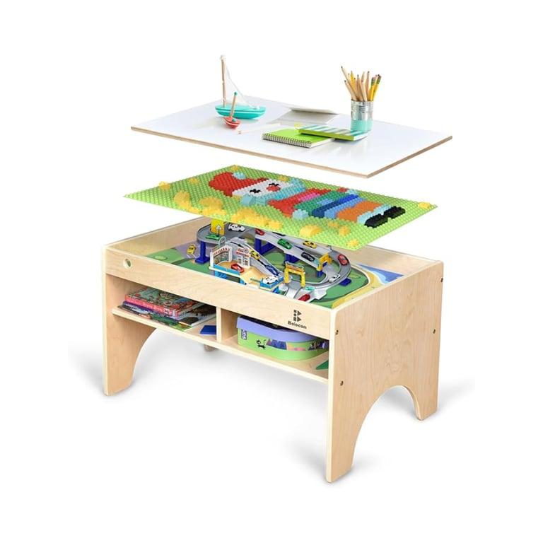 Montessori Bolocon Kids 3-in-1 Houten Kunst- en Activiteitentafel Speelset-Meubel met 4 Opbergvakken