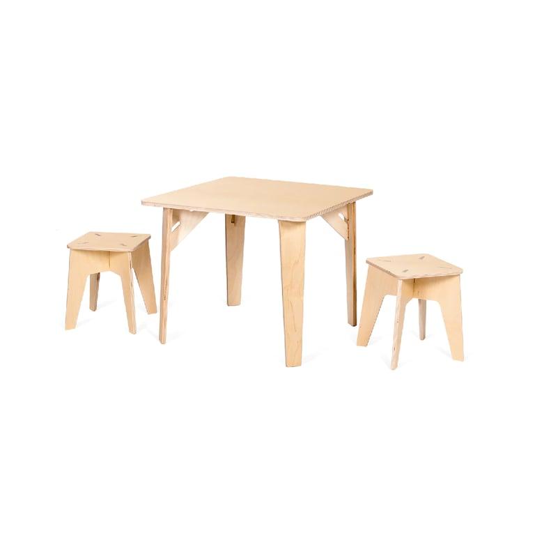 Montessori Sprout Kids Houten Kindertafel en Krukjes Afgewerkt Berken