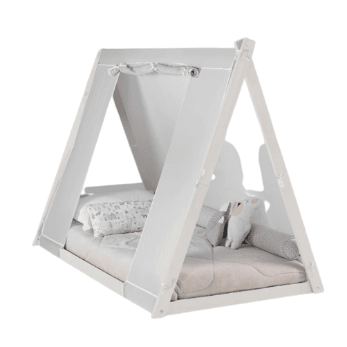 Montessori P'kolino Vloerbed Grijze Tent Met Wit Frame