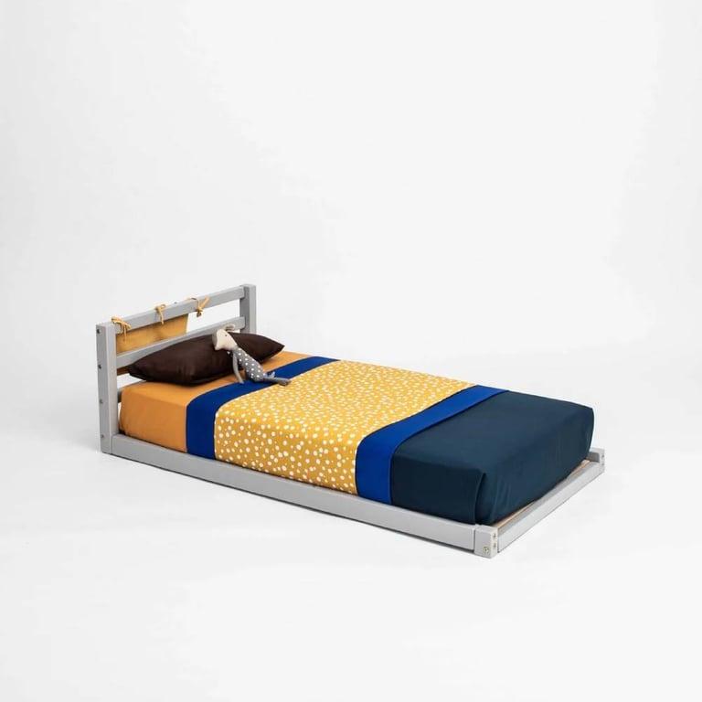 Montessori Sweet Home From Wood Floor Bed Volle Maat Grijs