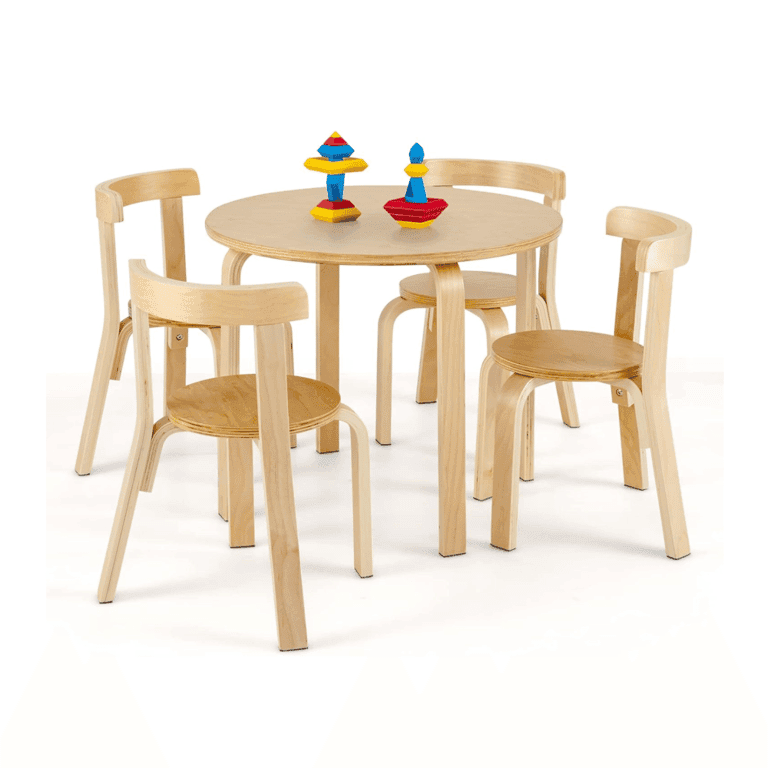 Montessori Costzon 5-Piece Set of Table With 4 Chairs Natural