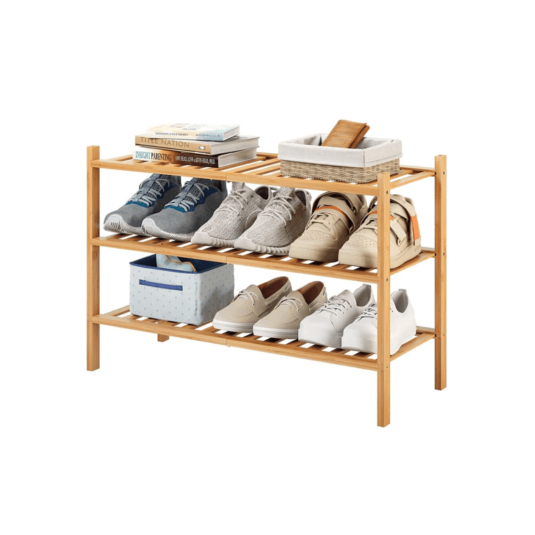 Montessori Furshus 3-Tier Bamboo Shoe Rack Natural