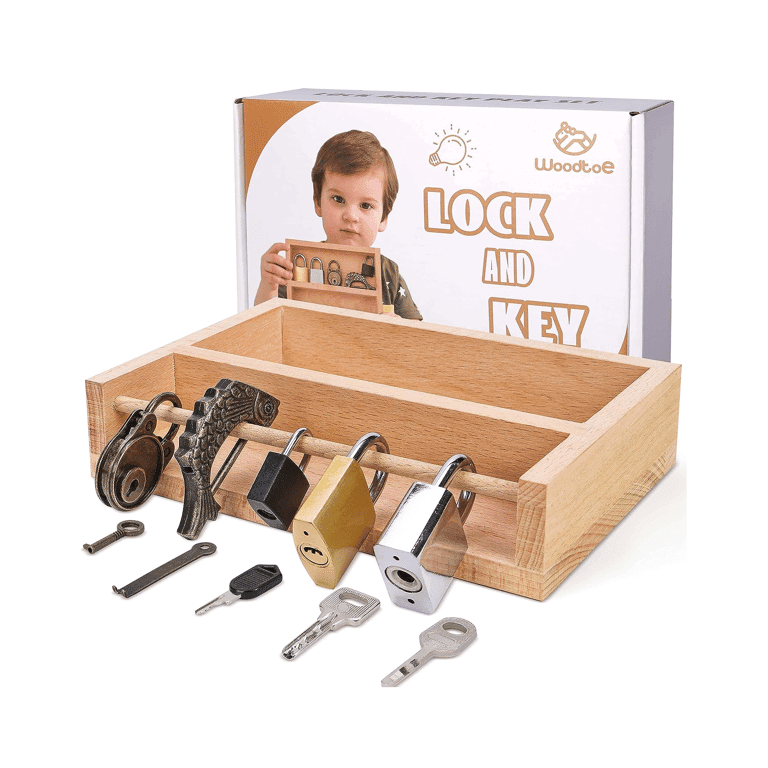 Montessori Woodtoe Slot en Sleutel Set 5-Delig