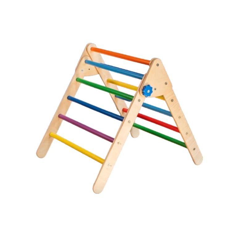 Montessori Wood and Hearts Opvouwbare Driehoek Klein Natuurlijk Hout + Regenboog