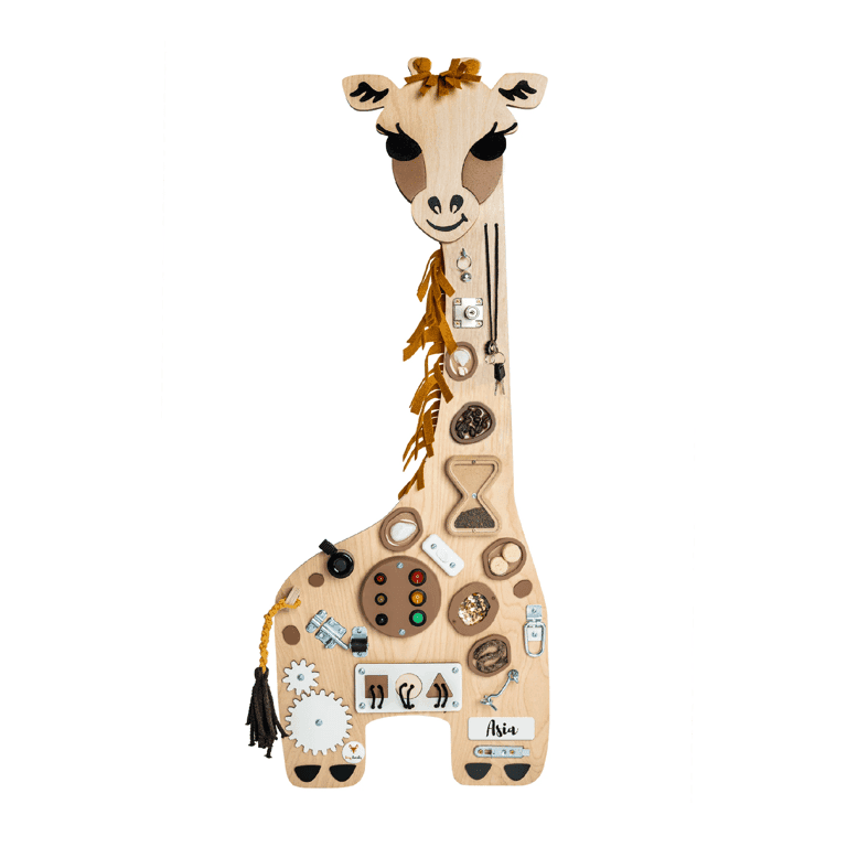 Montessori Foxy Family Giraffe Activiteitenbord Met Naam Niet Vrijstaand