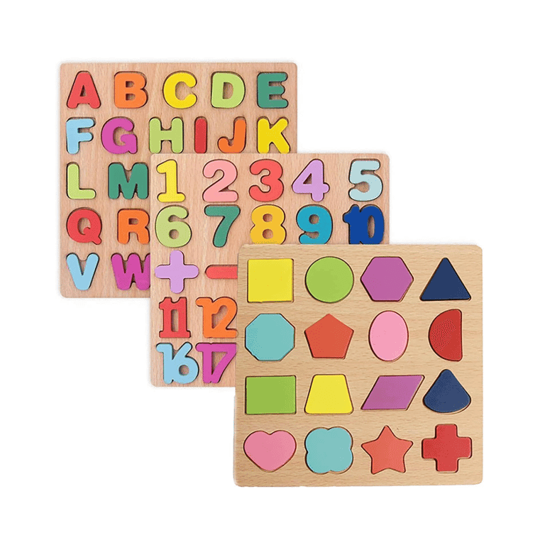 Montessori Winbar Alfabet-, Getal- en Vorm Puzzelset