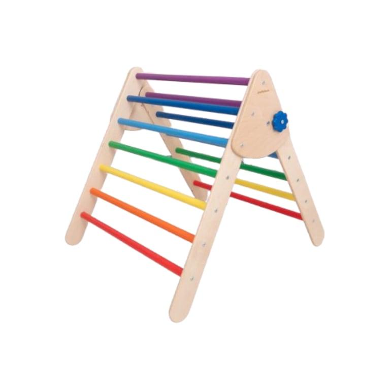 Montessori Wood and Hearts Opvouwbare Driehoek Groot Natuurlijk Hout + Regenboog