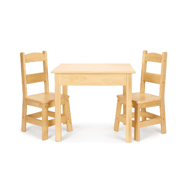 Montessori Melissa & Doug Massief Houten Tafel en 2 Stoelen set Blond