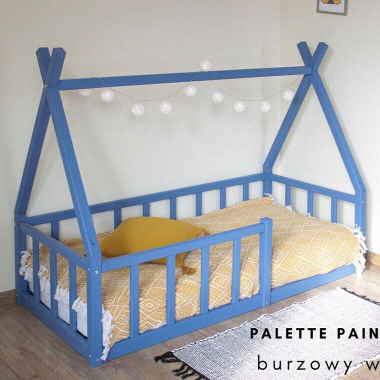 Montessori Holly Molly Wood Vloerbed met relingen Tipi vorm 190 x 90 cm Blauw