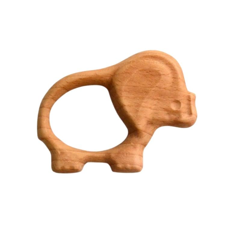 Montessori PoppyBabyCo Organic Wooden Rattle-Teether Elephant