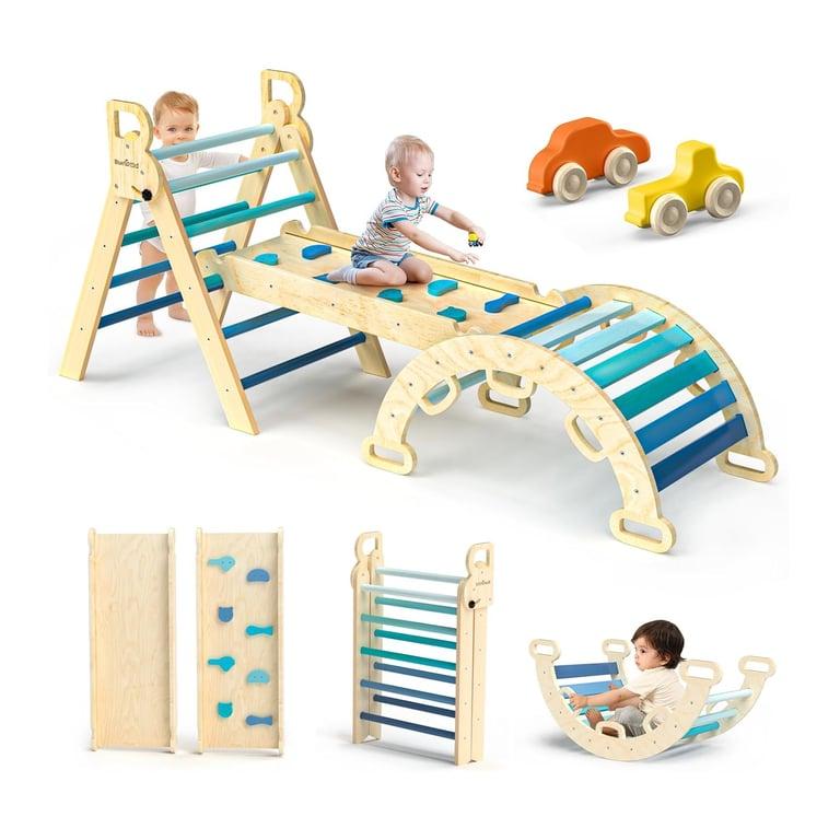 Montessori BlueWood Pikler Driehoekset 7-in-1 Opvouwbaar Baby Klimspeelgoed Hemelsblauw