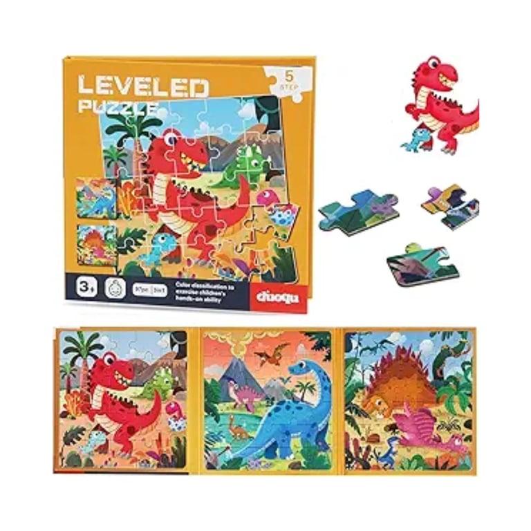 Montessori LEFIMOT Magnetische Puzzel Dinosaurus Geel