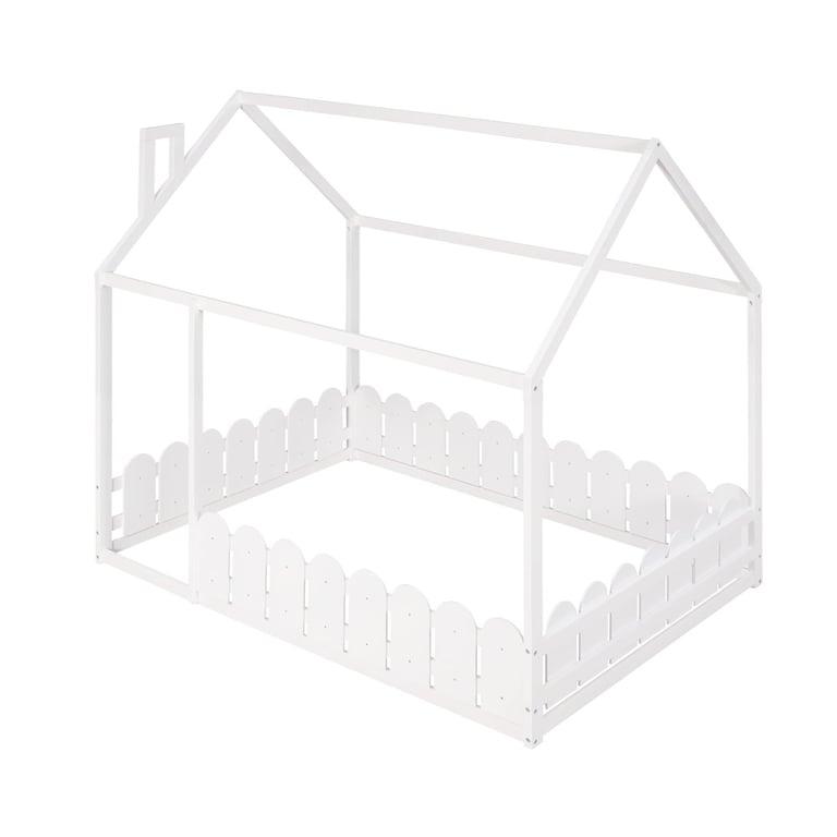 Montessori Bellemave Tweepersoons Vloerbed Frame met Reling Wit