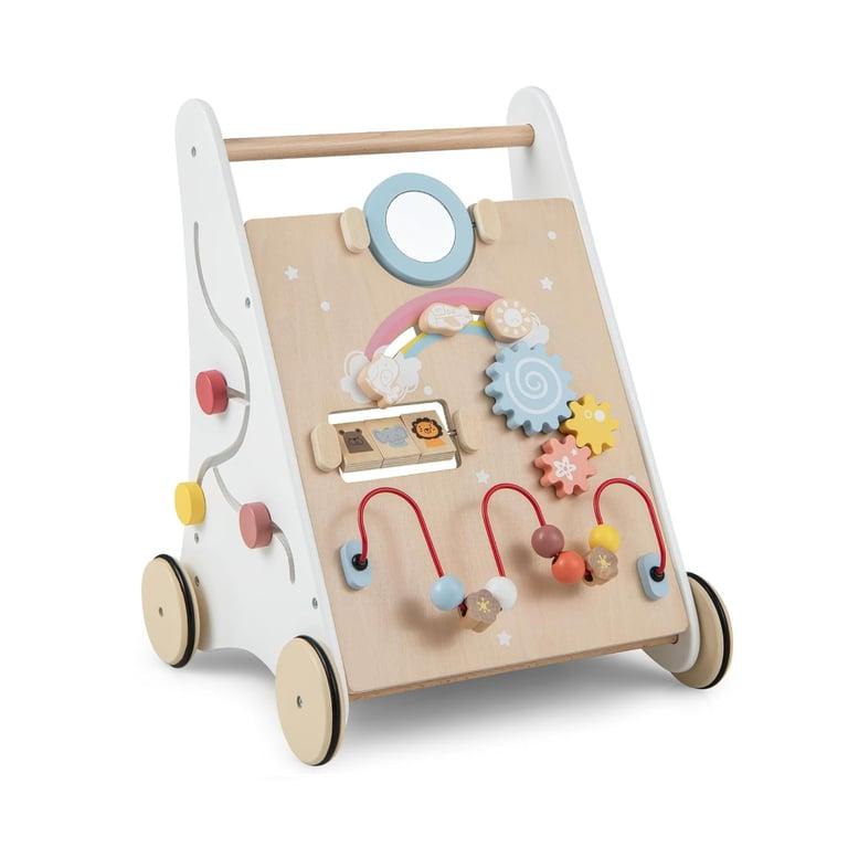 Montessori HONEY JOY Houten Baby Loopwagen Natuurlijk met Activiteiten Speelgoed