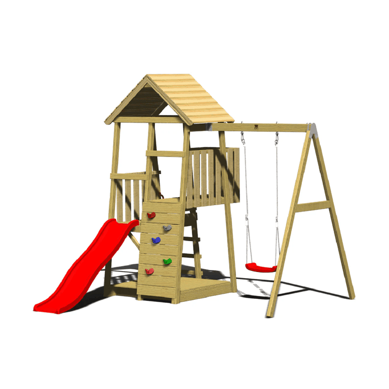 Montessori Wendi Toys Junior Activity Tower Schommelset Met Glijbaan, Zandbak en Enkele Schommel