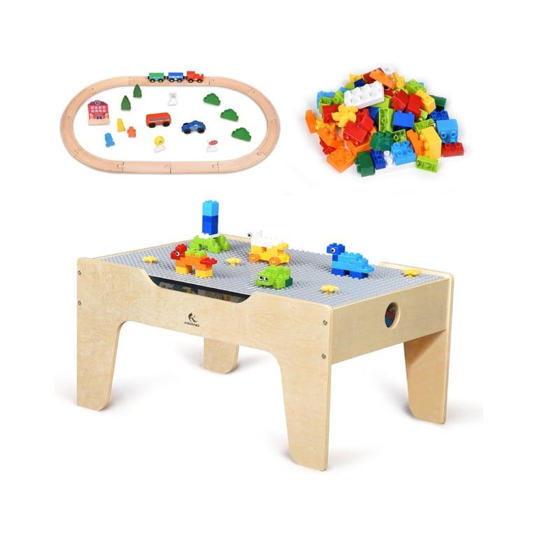 Montessori KRAND Kid's Multifunctionele Kinderspeeltafel met 60 Grote Bouwstenen