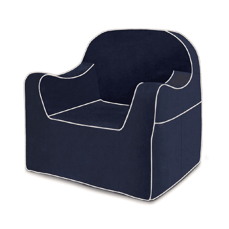 Montessori P'kolino Children's Reading Chair Navy Blue With White Piping