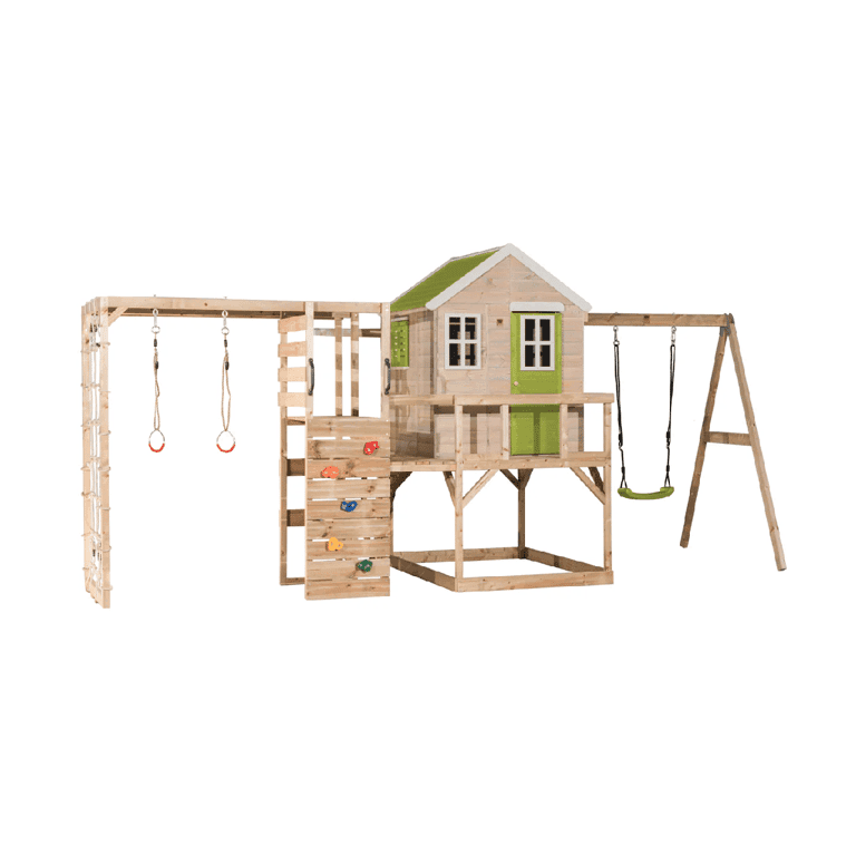 Montessori Wendi Toys My Lodge Schommelset Met Platform, Enkele Schommel en Gymbevestiging Lime