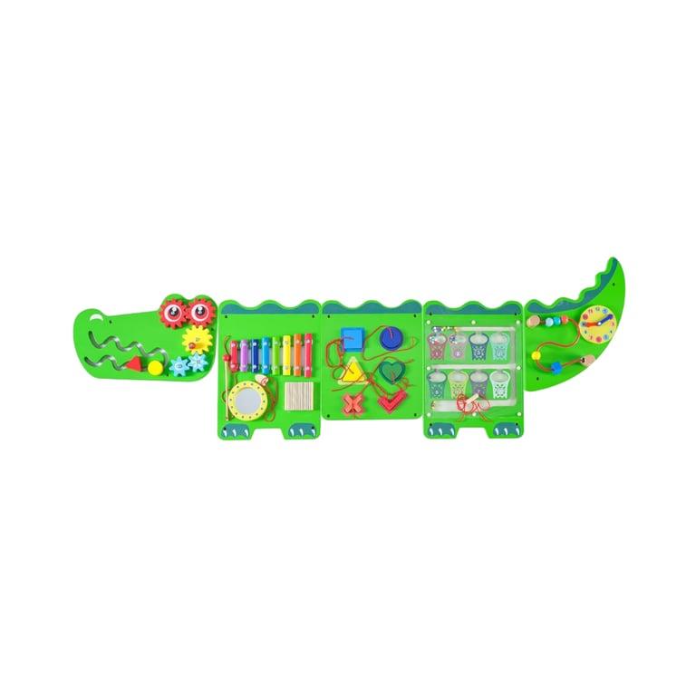 Montessori nigwet Wooden Crocodile Wall Busy Board Green