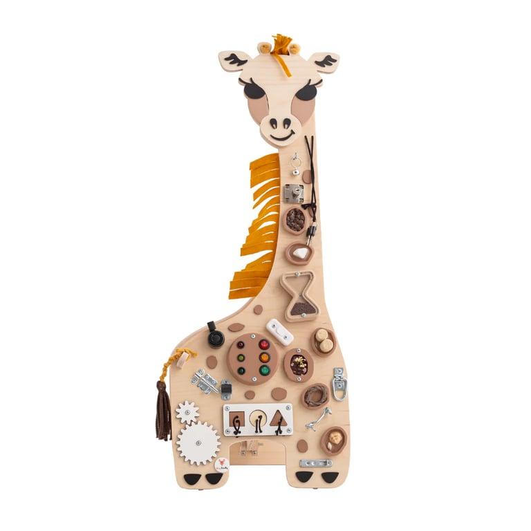 Montessori Foxy Family Giraffe Activiteitenbord Met Naam Vrijstaand