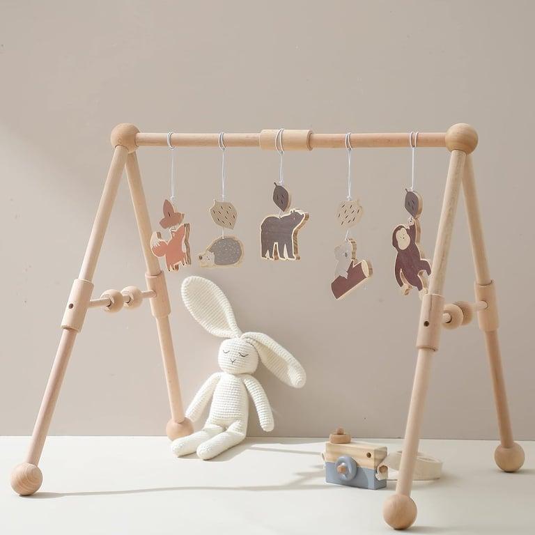 Montessori Etucdose Houten Baby Gym met 5 Jungle Speeltjes