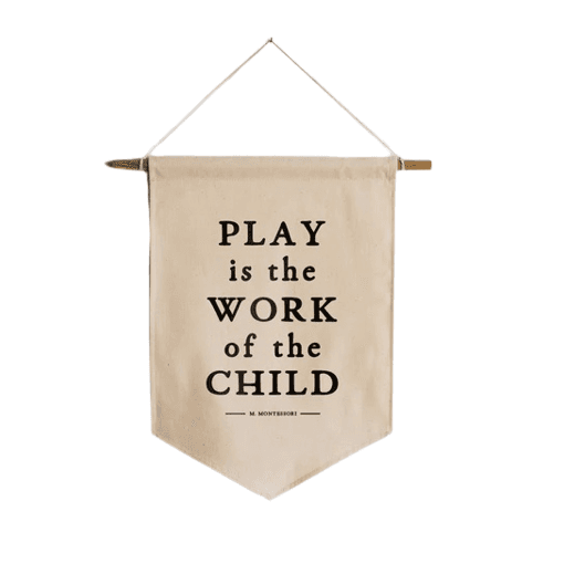 Montessori Glad Folk Spel is het Werk van het Kind Montessori Canvas Banner