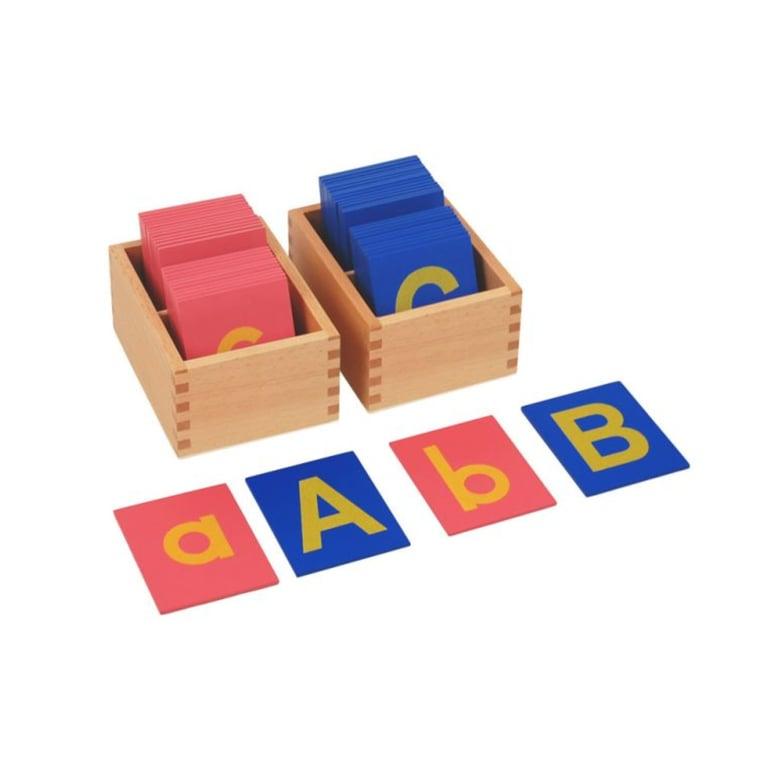 Montessori Kid Advance Montessori Kleine en Hoofdletters Schuurpapieren Letters met Doosjes