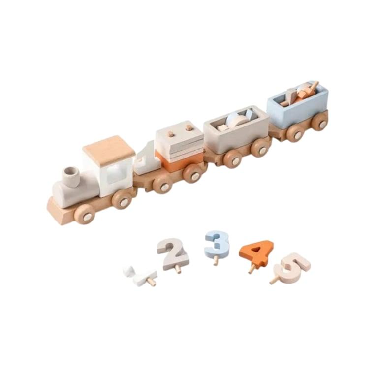 Montessori Seaside-Montessori Houten Voertuig Gift Set Verjaardag Trein Stapelaar