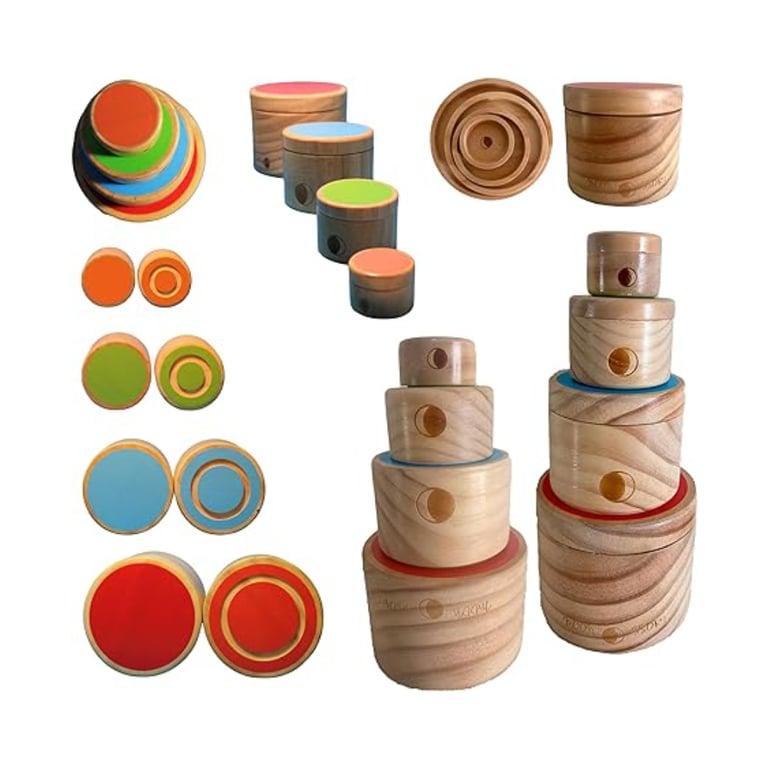 Montessori MOON SSORI Houten Stapel Containers met Deksels