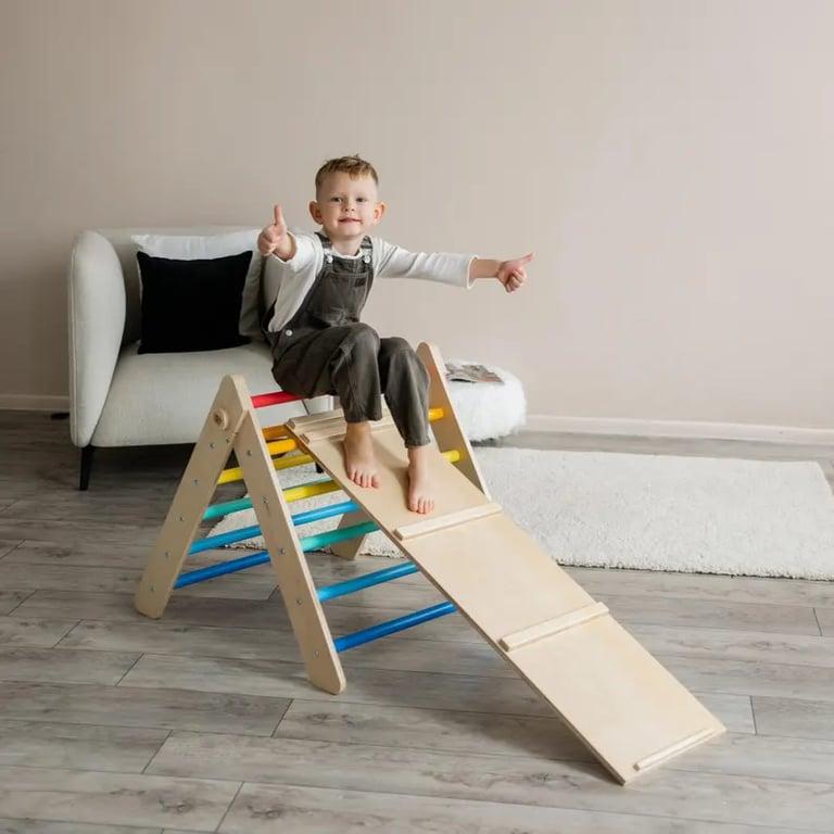 Montessori Busy Kids Climbing Triangle Bright With Slide