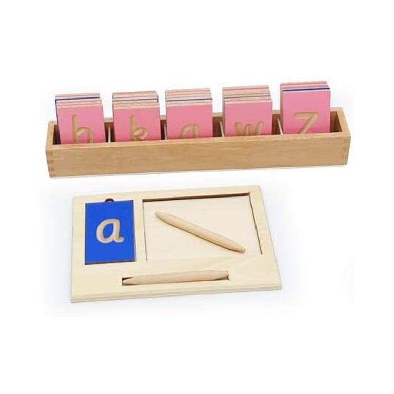 Montessori Amazing Child Montessori Mini Gegroefde Lettertegels Onderste Sassoon Etui met Dienblad en Stylus