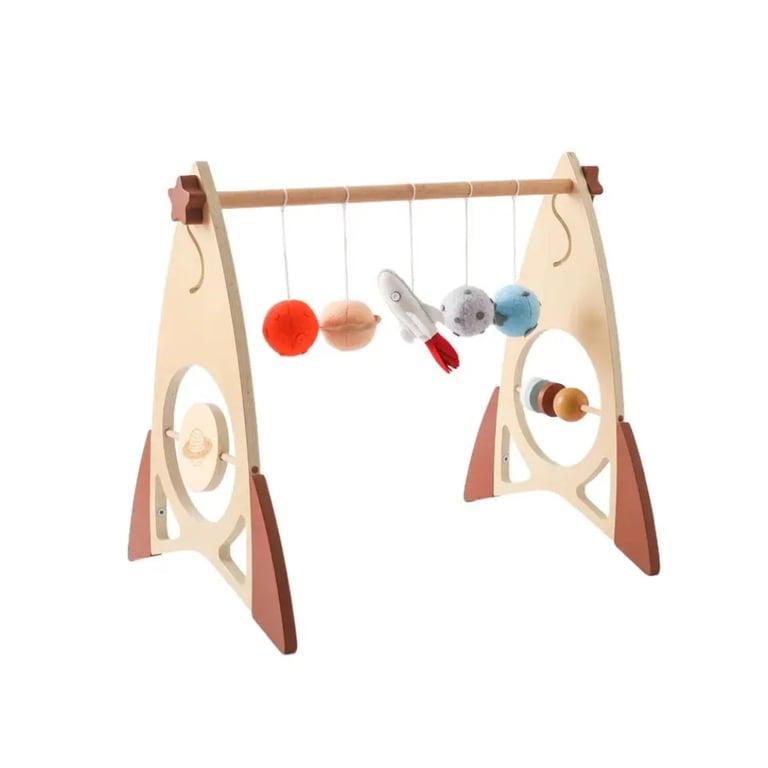 Montessori Seaside-Montessori Houten Raket Baby Speel Gym Raket Gym Frame met Vilten Rammelaar