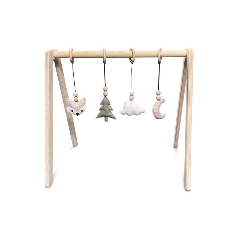 Montessori toddie.nl Skinnie Houten Baby Speelboog Blank Bosdieren