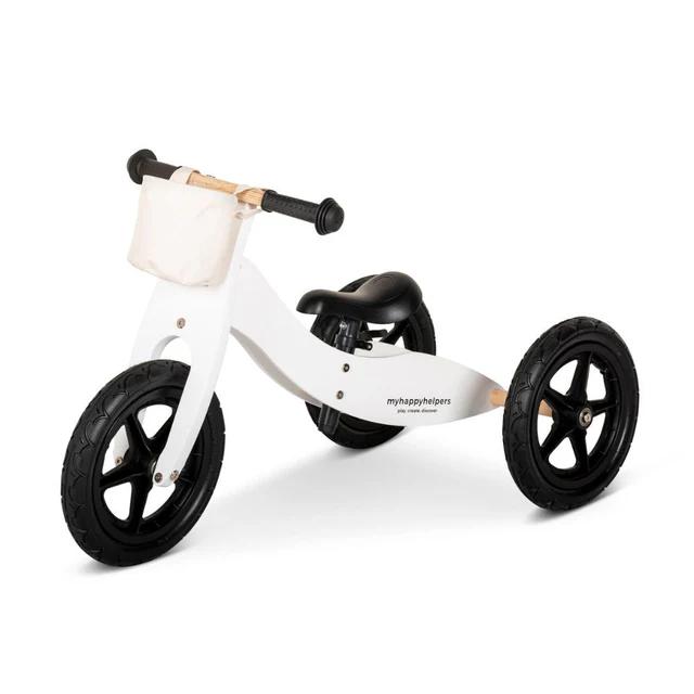 Montessori My Happy Helpers 2-in-1 Houten Trike Balansfiets Sneeuwwit met Canvas Tas