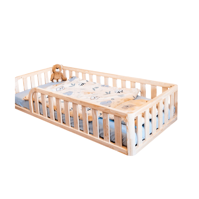 Montessori MandreleKids Full Size Vloerbed Naturel Met Afgeronde Buitenhoeken