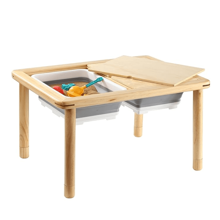 Montessori Funlio Houten Sensorische Tafel met Houten Poot Met 3 Hoogteniveaus