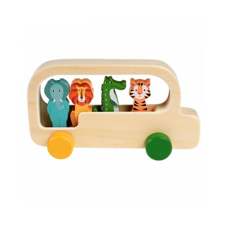 Montessori Rex London Kleurrijke Schepsels Houten Bus Speelgoed