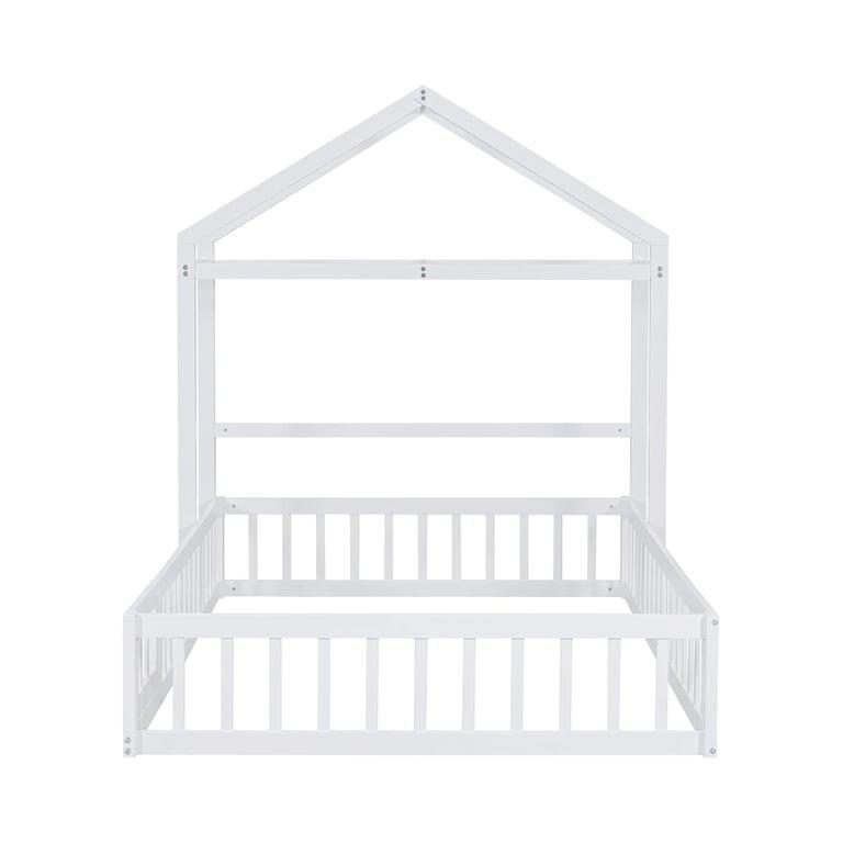 Montessori Harper & Bright Designs Full Size Huisbed Wit met Reling