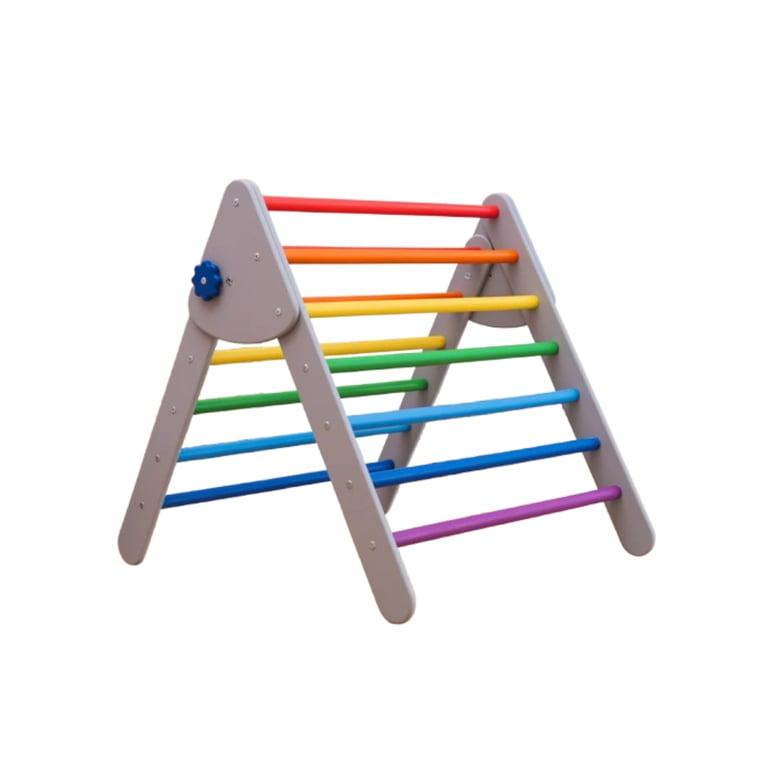 Montessori Wood and Hearts Opvouwbare Driehoek Groot Grijs + Regenboog