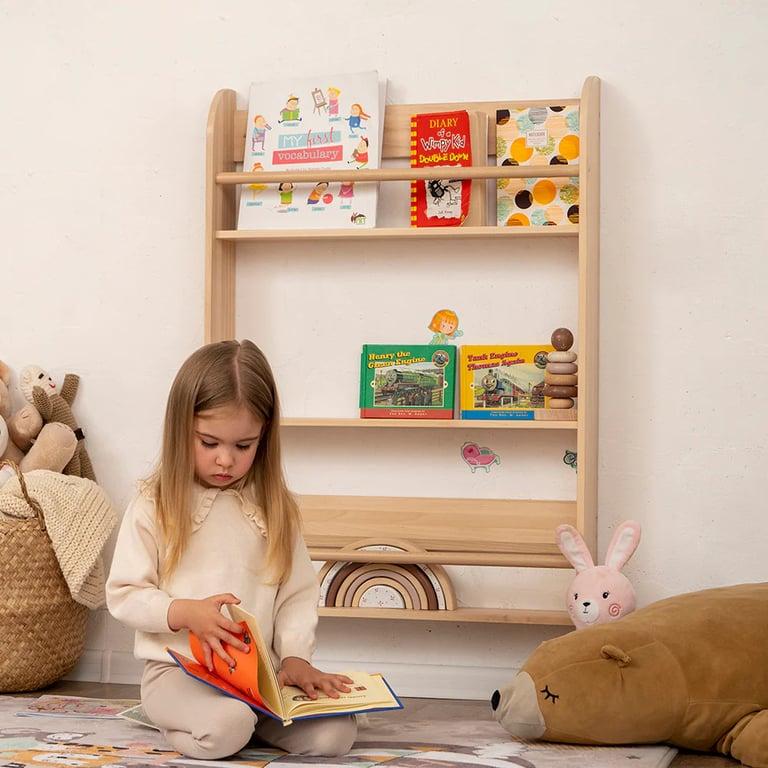 Montessori Wood and Hearts Montessori Wall Shelf Natural Wood