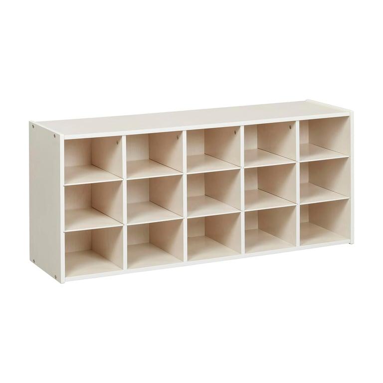 Montessori ECR4Kids Streamline 15-Cubby Dienbladen Opbergkast 3 x 5 White Wash