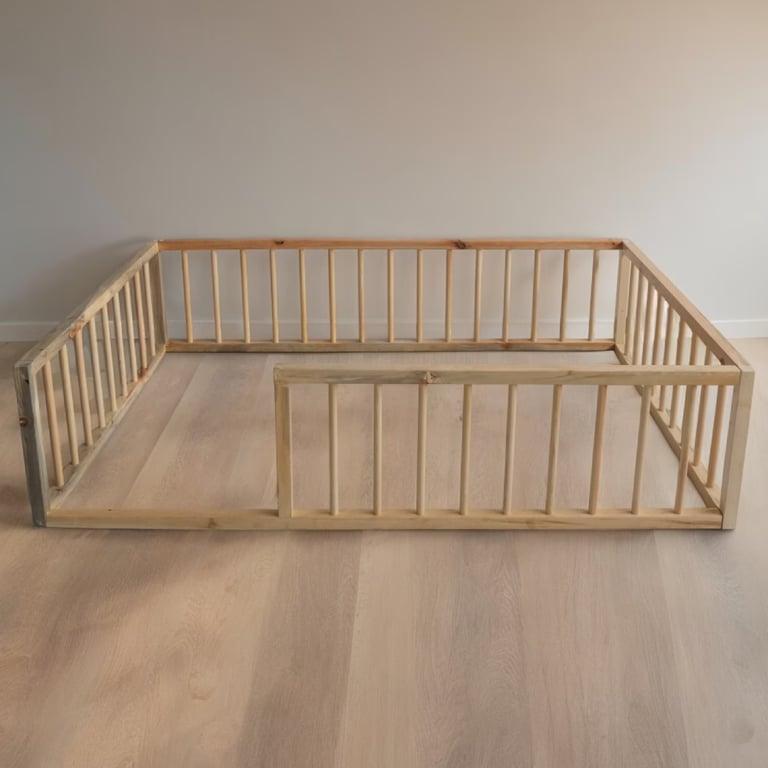 Montessori YK Kinder Vloerbed Met Cilinderrails Queensize