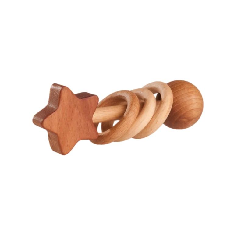 Montessori PoppyBabyCo Organic Wooden Rattle-Teether Star