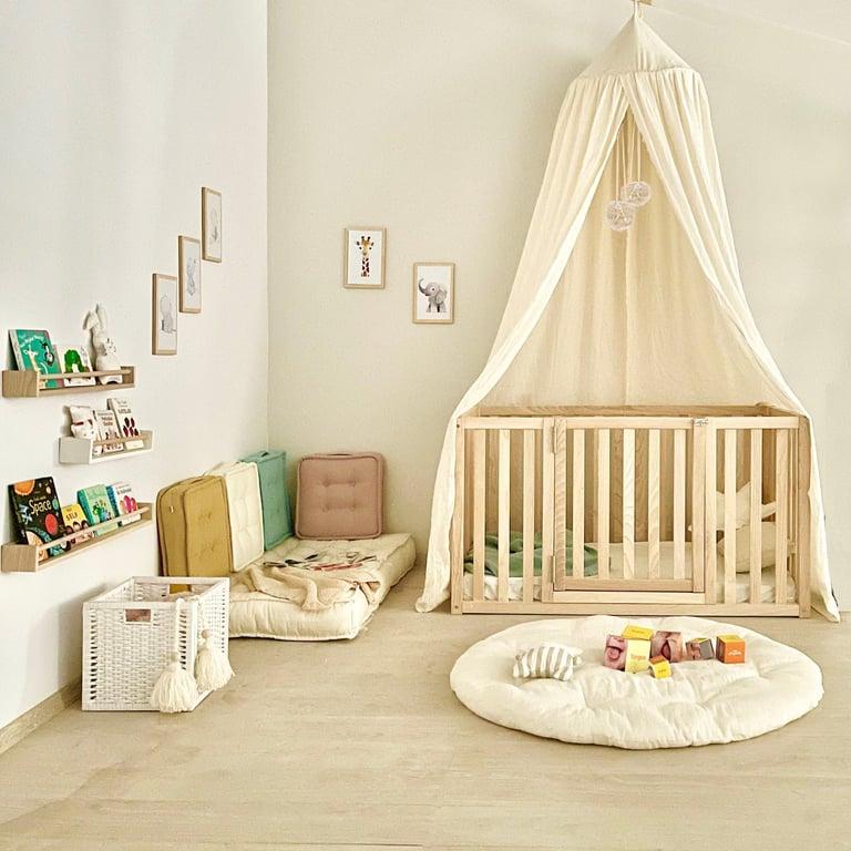 Montessori Simre Home Living Vloerbed met Extra Hoge Relingen Tweepersoonsmaat Essenhout