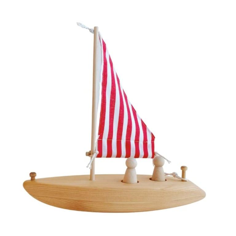 Montessori Bella Luna Toys Houten Speelgoed Zeilboot Rood & Wit