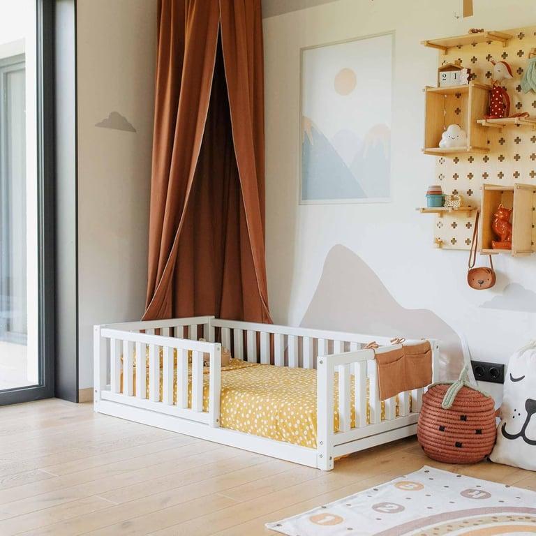 Montessori Sweet Home From Wood Vloerbed Met Relingen Aan 4 Zijden Eenpersoons Wit