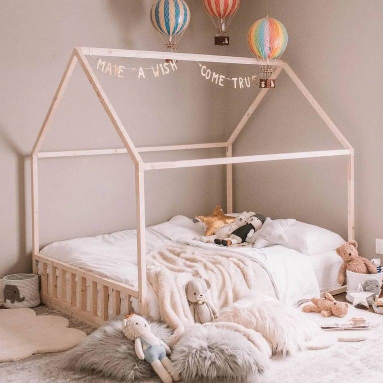 Montessori Bash & Timber Vloerbed-Huis Frame met Latten Volle Maat