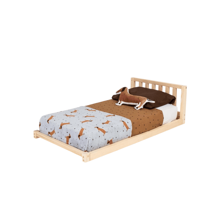 Montessori Sweet Home From Wood Twin Vloerbed met Hoofdeinde Grenen Hout