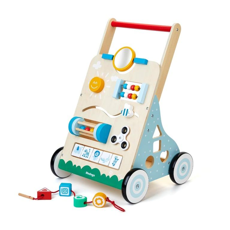 Montessori medoga Houten Baby Loopwagen met 10 Activiteiten Speelgoed