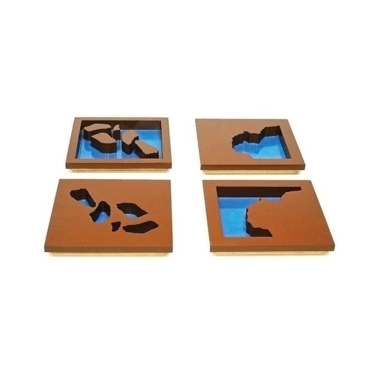 Montessori Alison's Montessori Houten Land en Water Dienbladen Premium Kwaliteit Set 2